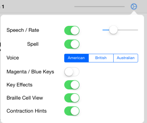 Braille Tutor In-App Settings